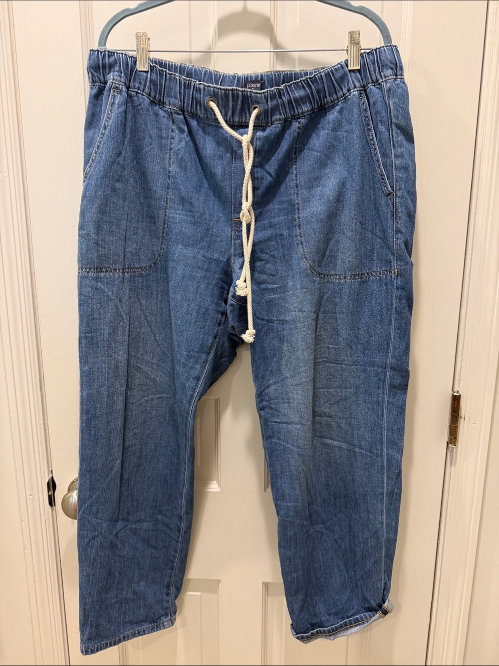 J Crew women’s Blue Drawstring Relaxed-Fit Jeans